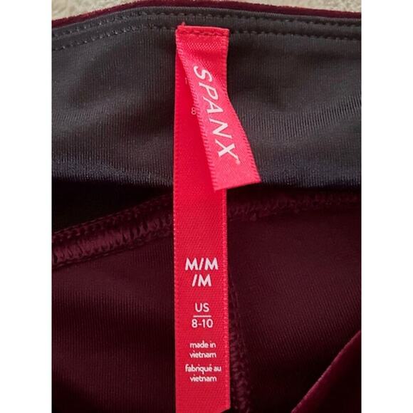 Spanx Girls Velvet Leggings Rich Burgundy Size M (8–10) High Rise Waistband NWT - Picture 6 of 8